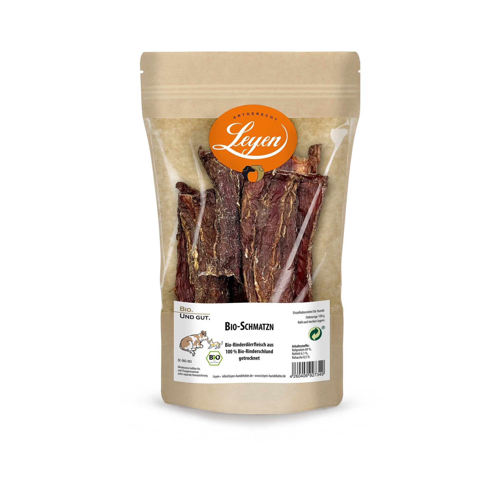bio hundefutter trocken BIO Schmatzn • Dörrfleisch vom Rind • – Leyen Hundefutter