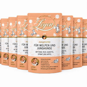 Sparpaket Welpenfutter und Junghundefutter mit Rind 12 x 370 g